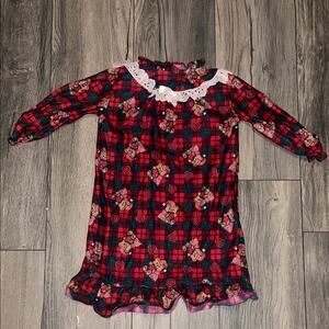 Vintage Edie Bee Plaid Red Teddy Bear Fleece Pajamas